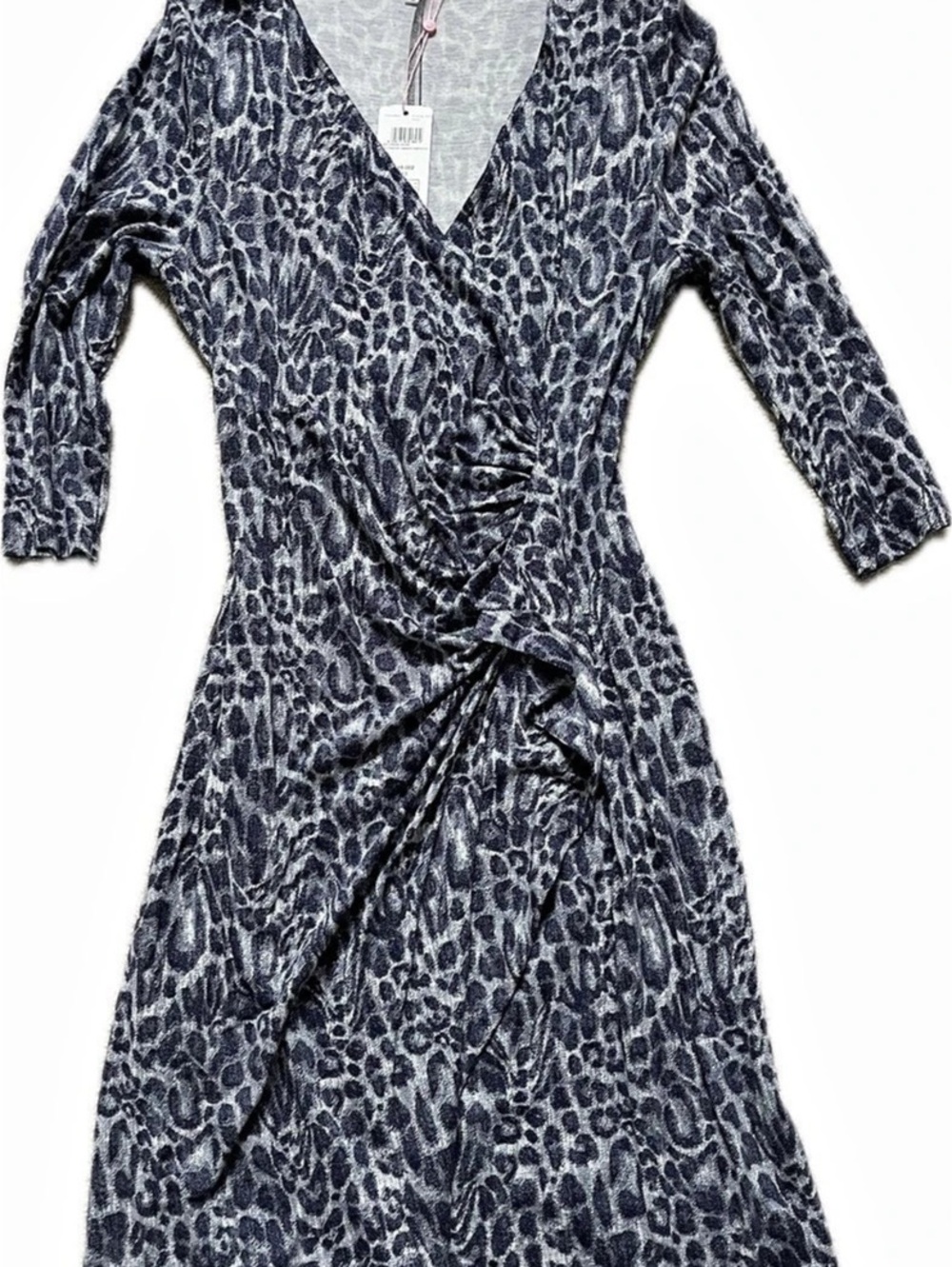 NWT Basler Wrap Style Midi Dress in Blue Animal Print size L